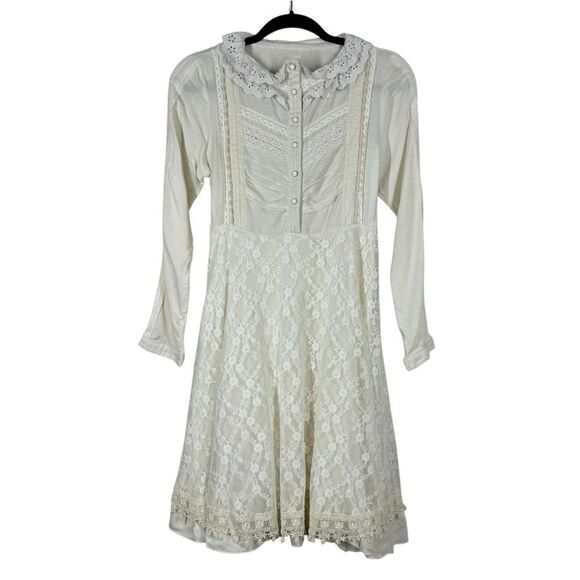 H.Naoto Gramm Cream White Lace Dress Harajuku Gothic Lolita Grunge Indie Small